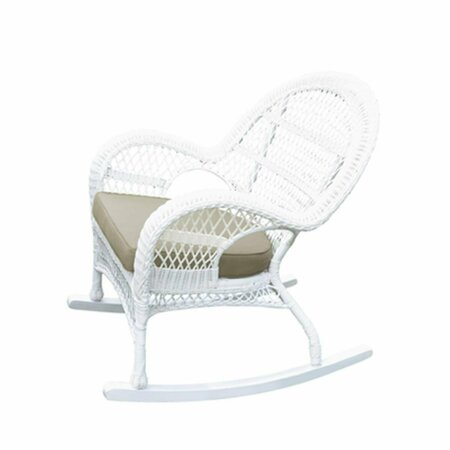 JECO W00209-R-4-FS006-CS White Wicker Rocker Chair with Tan Cushion, 4PK W00209-R_4-FS006-CS